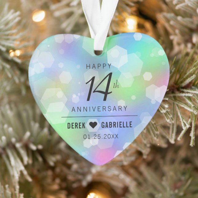 Elegant 14th Opal Wedding Anniversary Celebration Ornament (Tree)