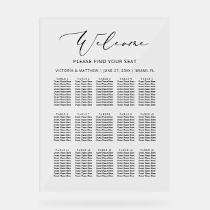 Elegant 15 Tables Wedding Acrylic Seating Chart
