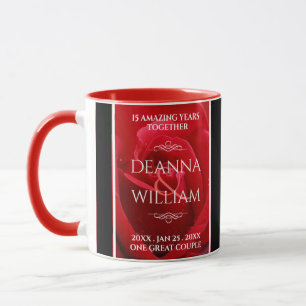 Elegant 15th 26th 36th Rose Wedding Anniversary Mug