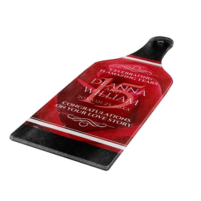 Elegant 15th Rose Wedding Anniversary Celebration Cutting Board (Corner)
