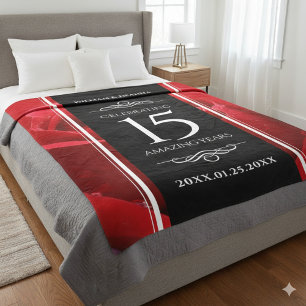 Elegant 15th Rose Wedding Anniversary Celebration Fleece Blanket