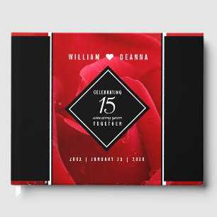 Elegant 15th Rose Wedding Anniversary Celebration Guest Book