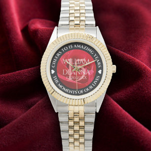 Elegant 15th Rose Wedding Anniversary Celebration Watch