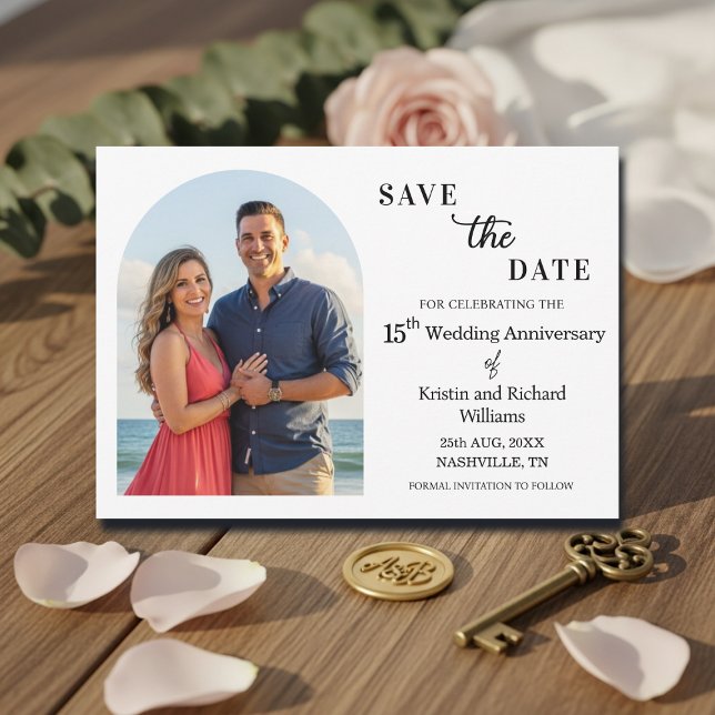 Elegant 15th Wedding Anniversary Photo Save The Date (Creator Uploaded)