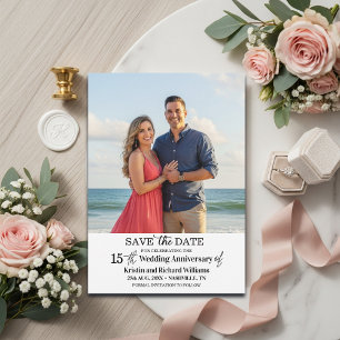Elegant 15th Wedding Anniversary Photo Save The Date