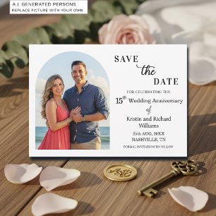 Elegant 15th Wedding Anniversary Photo Save The Date