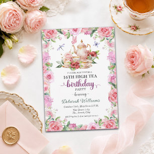 Elegant 16th Birthday High Tea Party Invitation