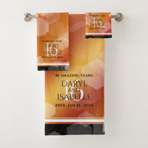 Elegant 16th Golden Topaz Wedding Anniversary Bath Towel Set