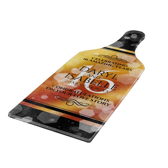 Elegant 16th Golden Topaz Wedding Anniversary Cutting Board (Corner)