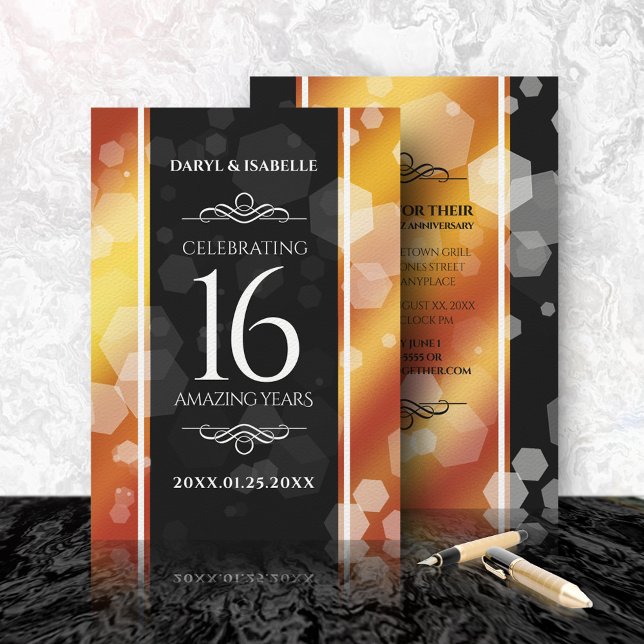 Elegant 16th Golden Topaz Wedding Anniversary Invitation (Creator Uploaded)