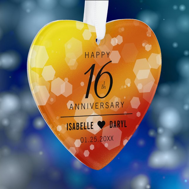 Elegant 16th Golden Topaz Wedding Anniversary Ornament (Elegant 16th Golden Topaz Wedding Anniversary Acrylic Ornament Cover Photo.)