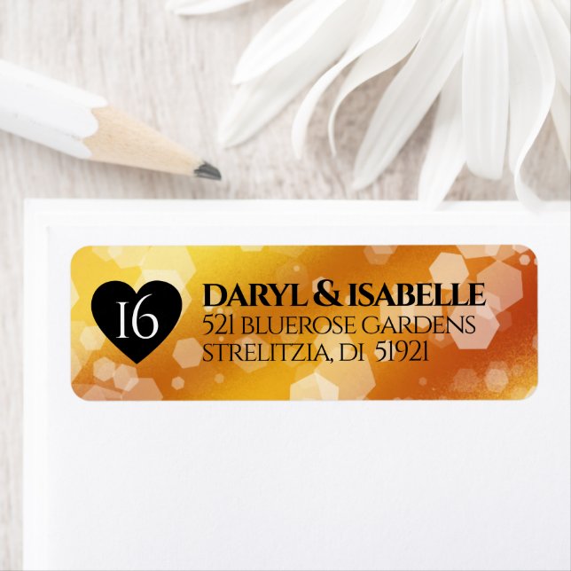 Elegant 16th Golden Topaz Wedding Anniversary Return Address Label (Insitu)