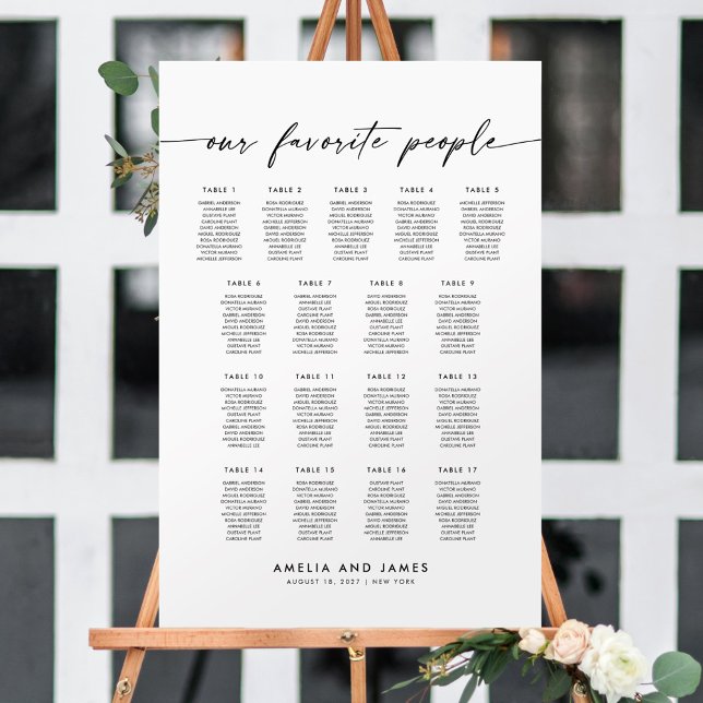 Elegant 17 Tables Favourite People Seating Chart (Creator Uploaded)