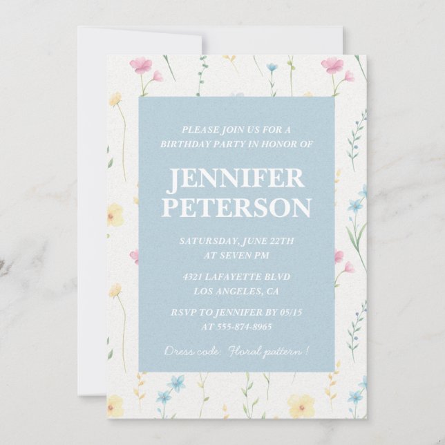 Elegant 17th birthday invitations Floral Boho Chic (Front)