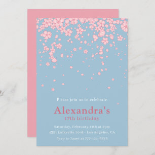 Elegant 17th birthday invitations Floral Pink