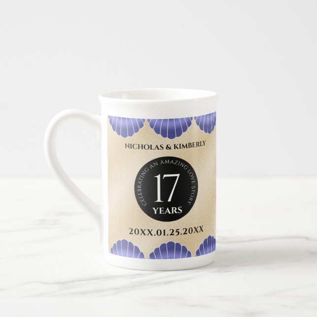 Elegant 17th Shells Wedding Anniversary Bone China Mug (Left)