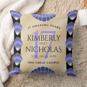 Elegant 17th Shells Wedding Anniversary Cushion