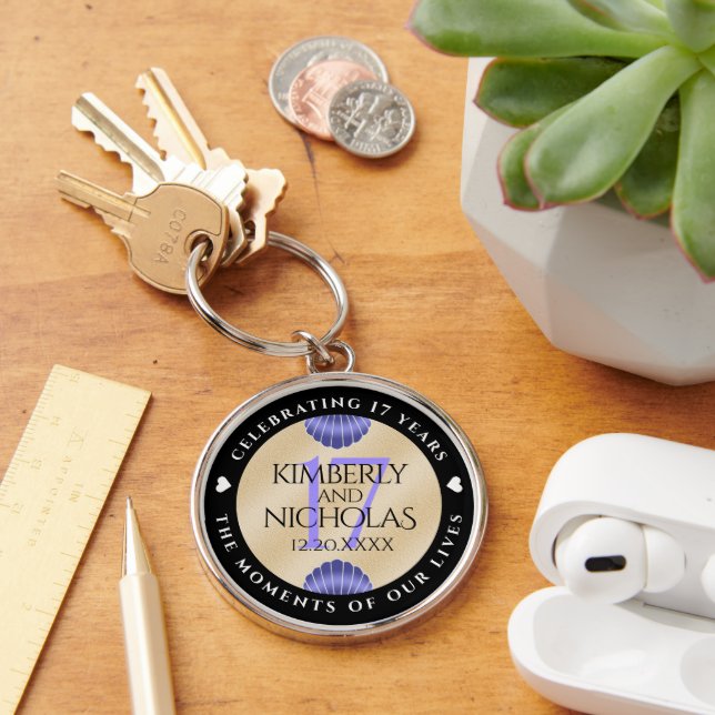 Elegant 17th Shells Wedding Anniversary Key Ring (Desk)