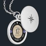 Elegant 17th Shells Wedding Anniversary Locket Necklace<br><div class="desc">Commemorate the 18th wedding anniversary with this elegant locket! Elegant black and white serif and sans serif lettering with stylised seashells on a beach sand white background add a memorable touch for this special occasion and milestone. Customise with the happy couple's names, and add dates for their shells anniversary. Design...</div>