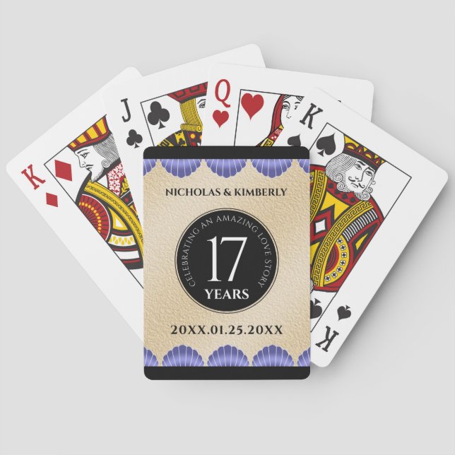 Elegant 17th Shells Wedding Anniversary Playing Cards (Back)