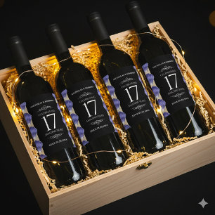 Elegant 17th Shells Wedding Anniversary Wine Label