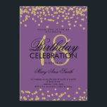 Elegant 18th Birthday Gold Glitter Confetti Purple Invitation<br><div class="desc">Elegant 18th Birthday Gold Faux Glitter Confetti Purple invitation template. Great for 18th birthday and more!</div>