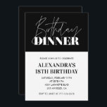 Elegant 18th birthday invitations Birthday Dinner<br><div class="desc">Elegant 18th birthday invitations Birthday Dinner black and white modern</div>