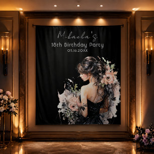 Elegant 18th Birthday Photo Booth Backdrop Tapestry