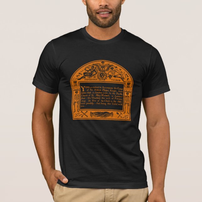 Elegant 18th C English Funeral Notice T-Shirt (Front)