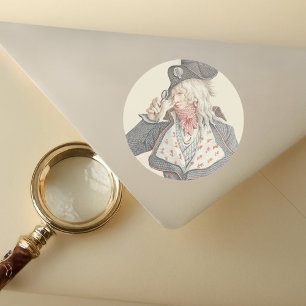 Elegant 18th Century Frenchman with a Monacle Classic Round Sticker