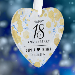 Elegant 18th Porcelain Wedding Anniversary Acrylic Ornament