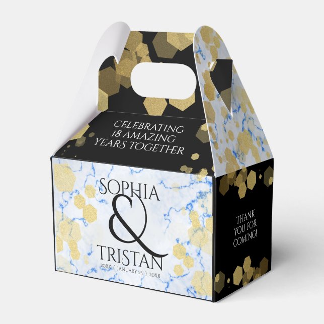 Elegant 18th Porcelain Wedding Anniversary Favour Box (Front Side)