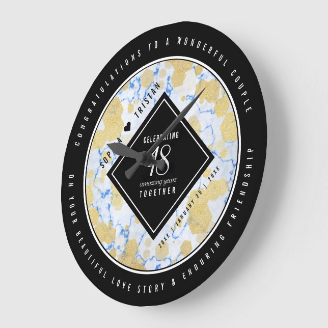 Elegant 18th Porcelain Wedding Anniversary Large Clock (Angle)