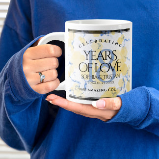 Elegant 18th Porcelain Wedding Anniversary Large Coffee Mug