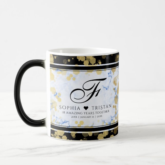 Elegant 18th Porcelain Wedding Anniversary Magic Mug (Left)