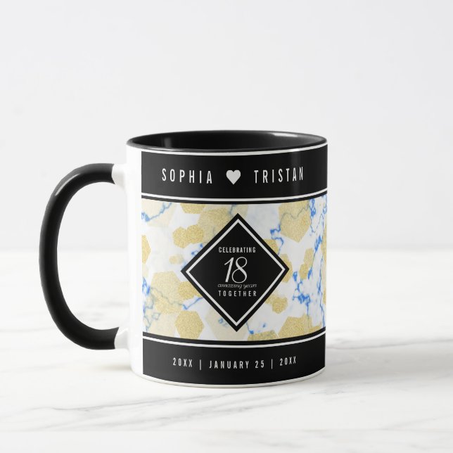 Elegant 18th Porcelain Wedding Anniversary Mug (Left)