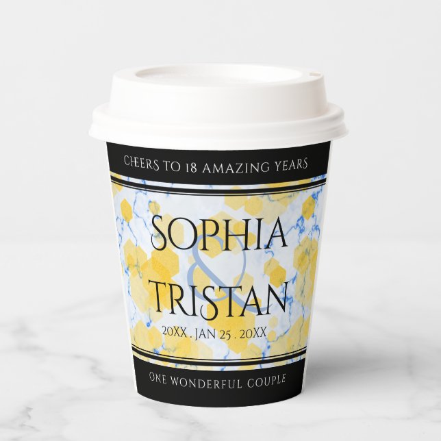 Elegant 18th Porcelain Wedding Anniversary Paper Cups (Front)