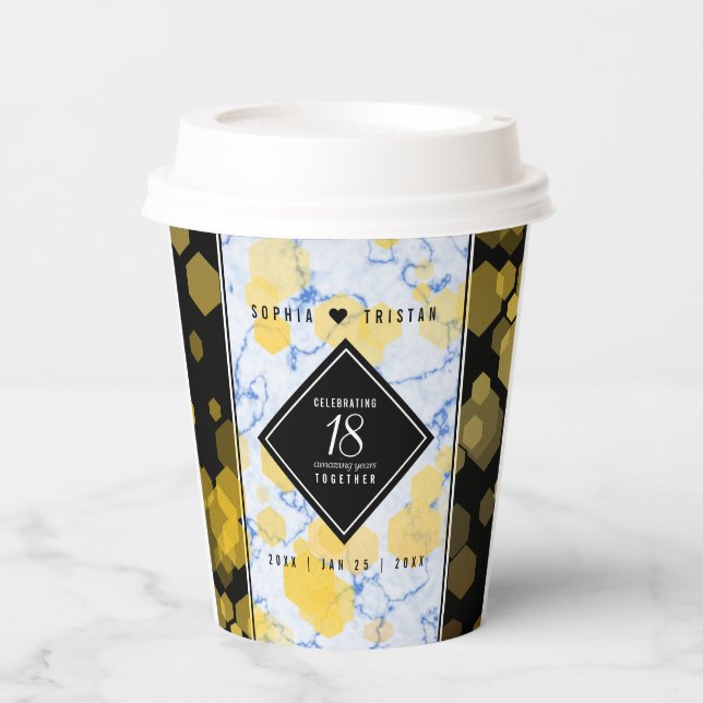 Elegant 18th Porcelain Wedding Anniversary Paper Cups (Front)