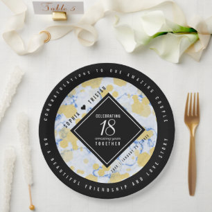 Elegant 18th Porcelain Wedding Anniversary Paper Plate