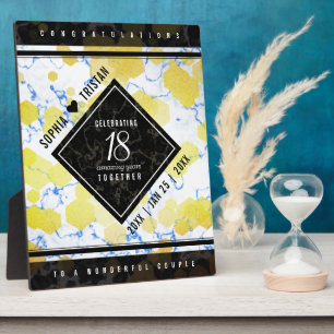 Elegant 18th Porcelain Wedding Anniversary Plaque