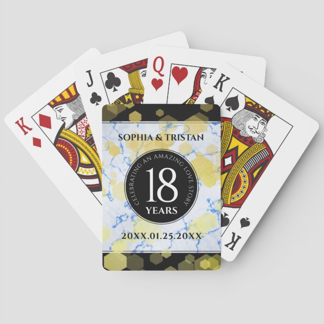 Elegant 18th Porcelain Wedding Anniversary Playing Cards (Back)