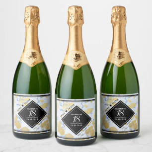 Elegant 18th Porcelain Wedding Anniversary Sparkling Wine Label