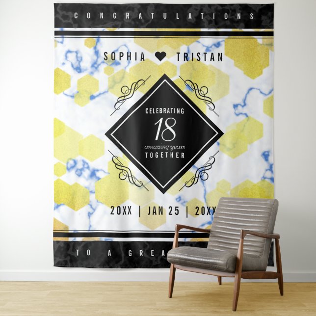 Elegant 18th Porcelain Wedding Anniversary Tapestry (In Situ)