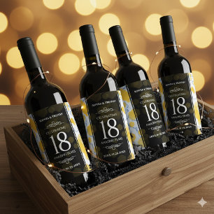 Elegant 18th Porcelain Wedding Anniversary Wine Label