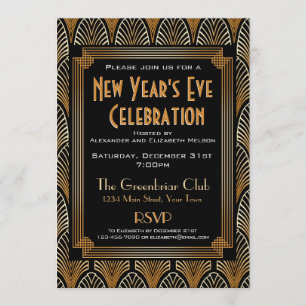 Elegant 1920s Deco New Year's Eve Party Invitation