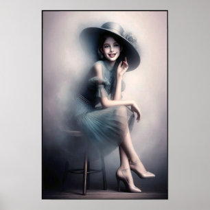 Elegant 1930s Vintage Fashion Portrait Wall Poster