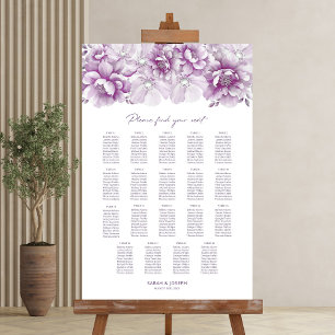 Elegant 19 Table Pink Floral Wedding Seating Chart
