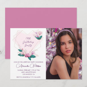Elegant 19th birthday invitations Floral Photo