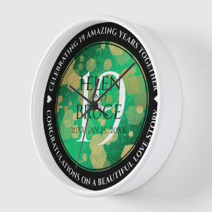 Elegant 19th Jade Wedding Anniversary Celebration Clock