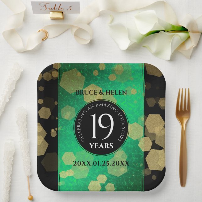 Elegant 19th Jade Wedding Anniversary Celebration Paper Plate (Wedding)